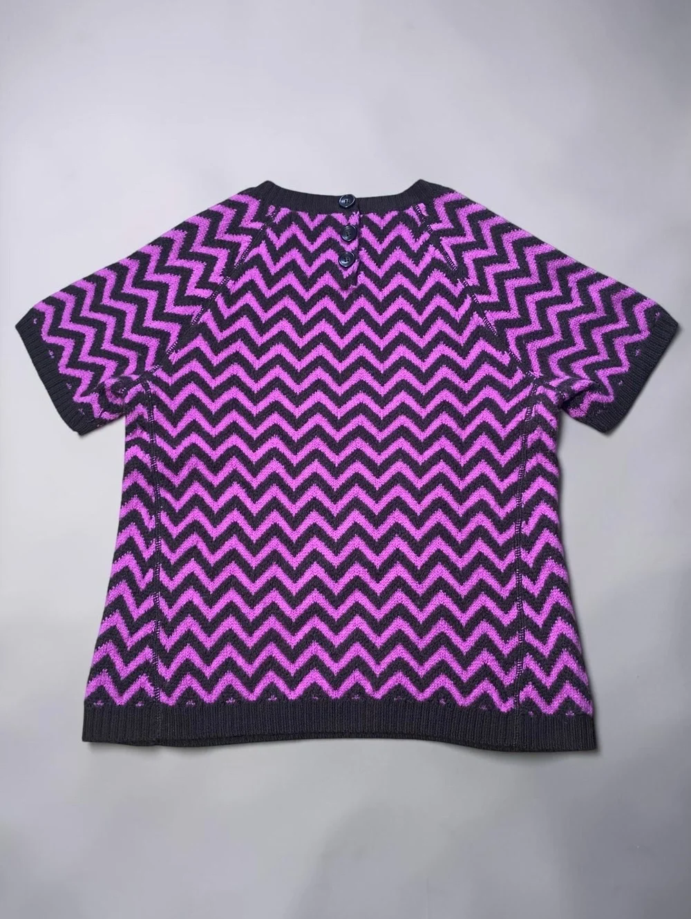 J.Crew Womens Sweater Medium M Purple Charcoal Chevron Zig Zag Merino Wool